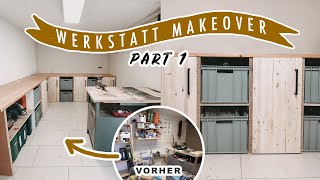 WERKSTATT ROOM MAKEOVER  Garage umbauen amp einrichten  DIY Werkbank mit viel Stauraum  EASY ALEX [upl. by Magner]