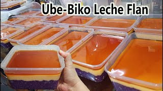 NO BAKE  NO STEAM UBEBIKO LECHE FLAN  Biko De Leche  PangBusiness [upl. by Atinot]