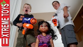 Crazy Doll Attacks Nerf Battle Vs Wild Toy [upl. by Htial633]