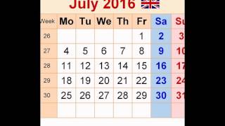 July calendar 2016 [upl. by Mart]