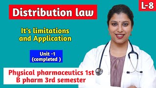 Distribution law ll Limitations amp application ll Physical pharmaceutics 1st ll B Pharmacy [upl. by Wolsky]