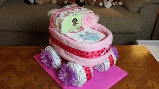 Baby Carriage Diaper Cake How To Make [upl. by Sucerdor]