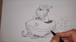 Kako nacrtati Deda Mraza na Motornim SankamaHow to draw Santa Claus riding Snowmobile [upl. by Cand319]