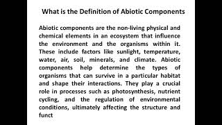 what is the definition of abiotic components [upl. by Stubstad]