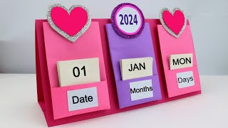 How to make New Year 2024 Desk Calendar  DIY Calendar  Handmade Desk Calendar  New Year Crafts [upl. by Austreng445]