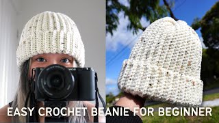 Easy Crochet Beanie for Absolute Beginners [upl. by Sudnor]