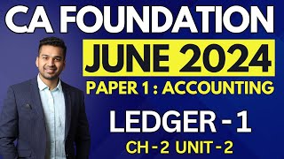 Introduction  Ch 2 Unit 2 Ledger  1  CA Foundation Accounts June 2024  CA Parag Gupta [upl. by Ledeen]