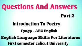 Questions And Answers of Introduction to poetry by Billy Collins Fyugp AEC English for Literatures [upl. by Farnham474]