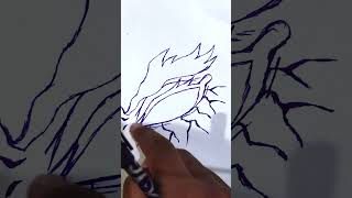 Hantengu eye drawing with blue pen 🖊️ shorts drawing hantengu [upl. by Straub399]