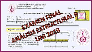 EXAMEN FINAL ANÁLISIS ESTRUCTURAL II UNI 2018 [upl. by Attenaz]