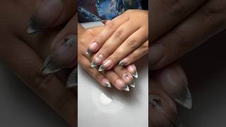 Hard gel structured manicure on natural nails black cat eye ombre [upl. by Lemmueu]