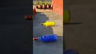 Blue vs Yellow breaking glass bottles  Crushing Crunchy amp soft things shorts asmr satisfying [upl. by Nylhtak]