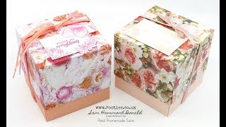 Stampin Up Beautiful Petal Promenade 4 x 4 Cube Lidded Box [upl. by Renaud]