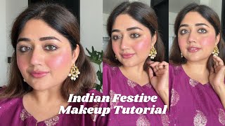 Indian Festive Makeup with Skincare  for Daytime  corallista [upl. by Harrell]