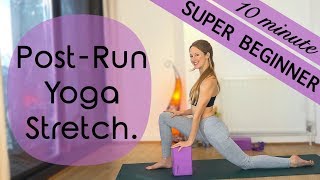 10 MIN POSTRUN YOGA STRETCH  Super beginner  YogaCandi [upl. by Aiclid]