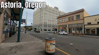 Astoria Oregon 2020 Walk Downtown Riverwalk Columns Sunset 4k Travel Binaural Sounds [upl. by Soraya]