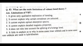 What are the main limitations of valence bond theory  valencebondtheory chemistrynotes hptet [upl. by Kostman]