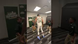 Not sure whos more excited for the junior reporter interview Giannis or the kids 🤣 nba giannis [upl. by Anayia]