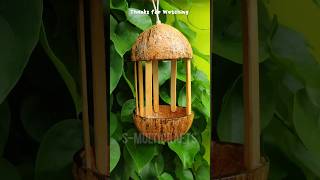 How to Make Bird HouseFeeder With Coconut Shell🐦HomeMadeCrafts🦜EasyampSimpleCrafts Bestoutofwaste DIY [upl. by Nilauqcaj636]