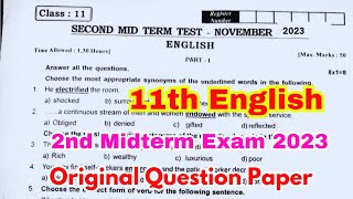 11th english 2nd midterm question paper 2023  11th English second midterm question paper 2023 [upl. by Reinal]