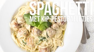 RECEPT Spaghetti met kippesto balletjes  OhMyFoodness [upl. by Guglielma]