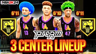 RUNNING 3 CENTER BUILDS TOGETHER IN NBA 2K24 PRO AM [upl. by Nomolas]