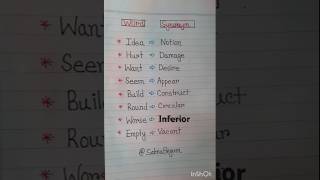 Synonym word english spokenenglish vocabulary handwriting short viralshort [upl. by Ranee]