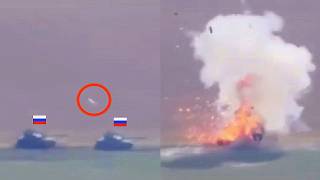 Javelin suddenly destroys a column of Russian tanks [upl. by Ernald104]