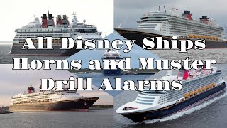 All Disney Ships Horns and Muster Drill Alarms 📣 [upl. by Alyda]