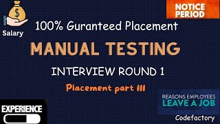 Placement Part 3 Manual Testing Interview Rround 1 you will get shortlisted 100 sure results [upl. by Asseram]