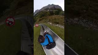 Insane speed on Alpine Slide in Switzerland going wrong on first attempt [upl. by Emlin]