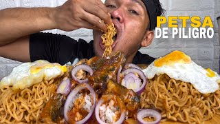 Spicy Noodles with Sardinas at EGG Silog Mukbang ASMR [upl. by Atsirt]