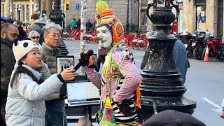 Karcocha Street Art in The Rambla Barcelona 2024 Comedy improvisation 🇪🇸 [upl. by Ainelec]