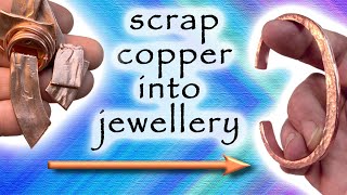 Melting and forging copper into cuff bracelets and making tools to help [upl. by Dachy565]