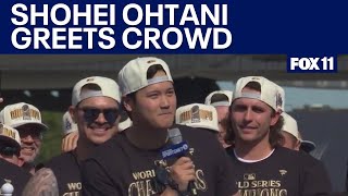 Shohei Ohtani World Series speech in English 大谷 翔平ワールドシリーズ 優勝パレード [upl. by Deirdre]