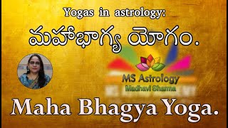 Yogas in astrology Maha bhagya yoga MS Astrology  Vedic Astrology in Telugu Series [upl. by Euqirdor145]