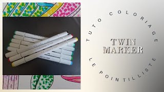 TUTO COLORIAGE POINTILLISME avec les FEUTRES TWIN MARKER dACTION [upl. by Adrell737]