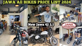 Jawa All Bikes Price List 2024  New jawa Bike 42 21 All JAWA BIKES🔥Jawa 42 Bobber All colours [upl. by Tim]