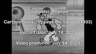 Popeye the Sailor 1933  Popeye voice reel [upl. by Eyot756]