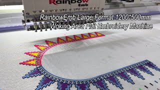 RainbowEmb™ Embroidery Machine Model RBE1250A12 Large Format Flat Embroidery [upl. by Elyod]