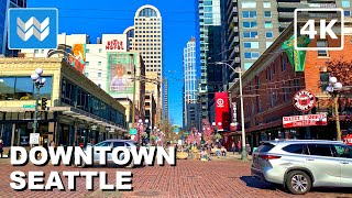 4K DOWNTOWN SEATTLE WASHINGTON USA  Pike Street to Pine Street 2024 Walking Tour Vlog amp Guide [upl. by Ahsla992]