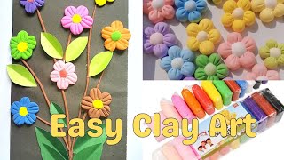 How to make clay flower Clay wall hanging flower DIY craft Tonniartandcraft [upl. by Tega]