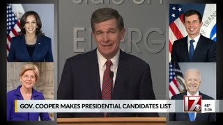 Gov Roy Cooper makes 2024 Democratic Presidential candidate list [upl. by Aihsemek996]