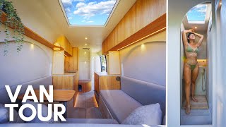 VAN TOUR  DIY Luxury Stealth Camper Van Build After 4 years of Full Time VANLIFE Unique Layout [upl. by Donnie]