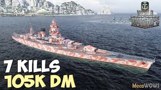 World of WarShips  Dunkerque  7 KILLS  105K Damage  Replay Gameplay 4K 60 fps [upl. by Ikkela]