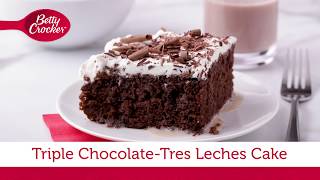 Triple ChocolateTres Leches Cake  Betty Crocker Recipe [upl. by Htehpaj]