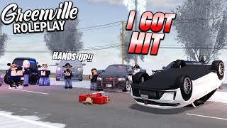 A COP CRASHED INTO ME  ROBLOX  Greenville Roleplay [upl. by Cissie]