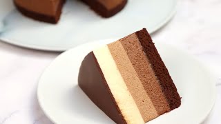 triple chocolat mousse cake 🍫 تلات موس شوكولا [upl. by Serafina]