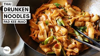 Thai Drunken Noodles  Pad Kee Mao  ผัดขี้เมา  Drunken Noodles  How to make Thai Drunken Noodles [upl. by Ahsikat459]