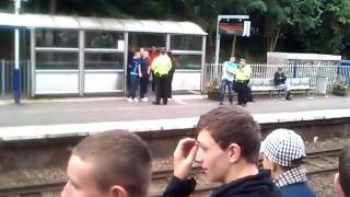 Motherwell fans at Hamilton train station [upl. by Annaeoj700]